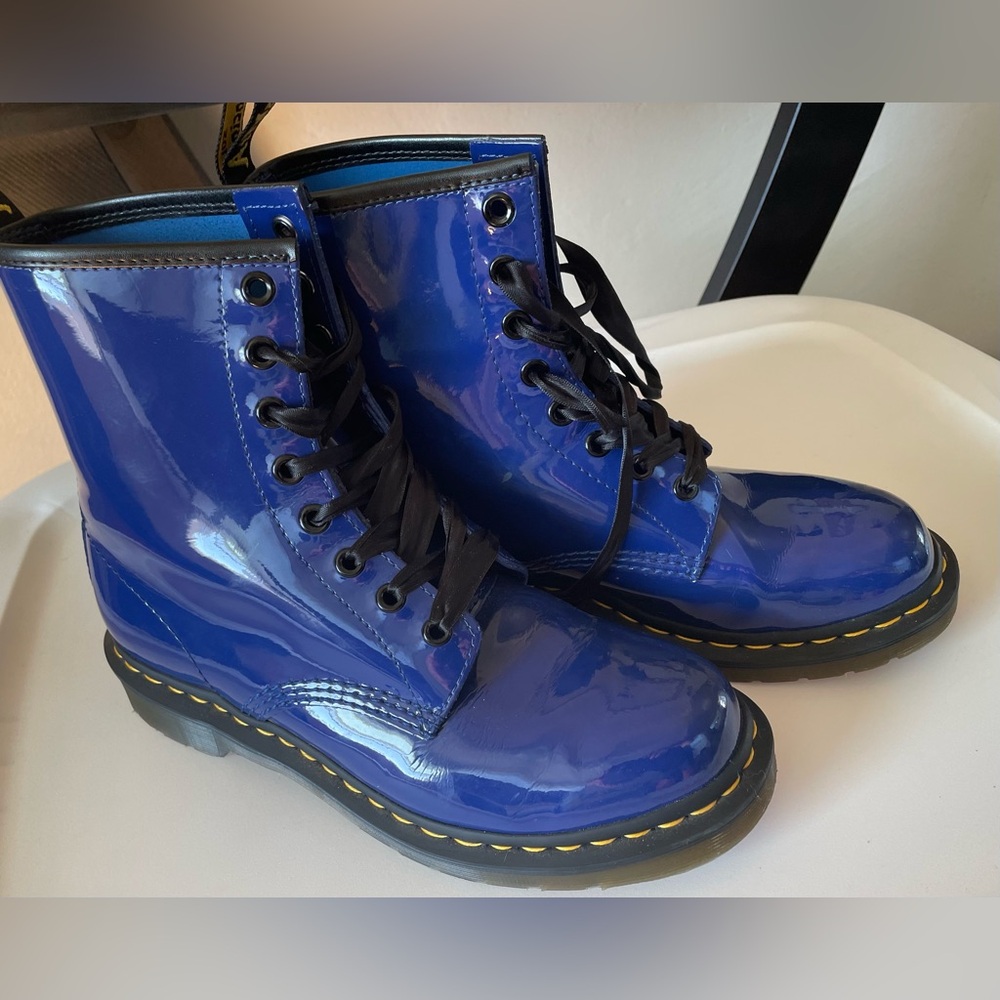 Dr. Martens 1460 Blue Patent Leather Boots